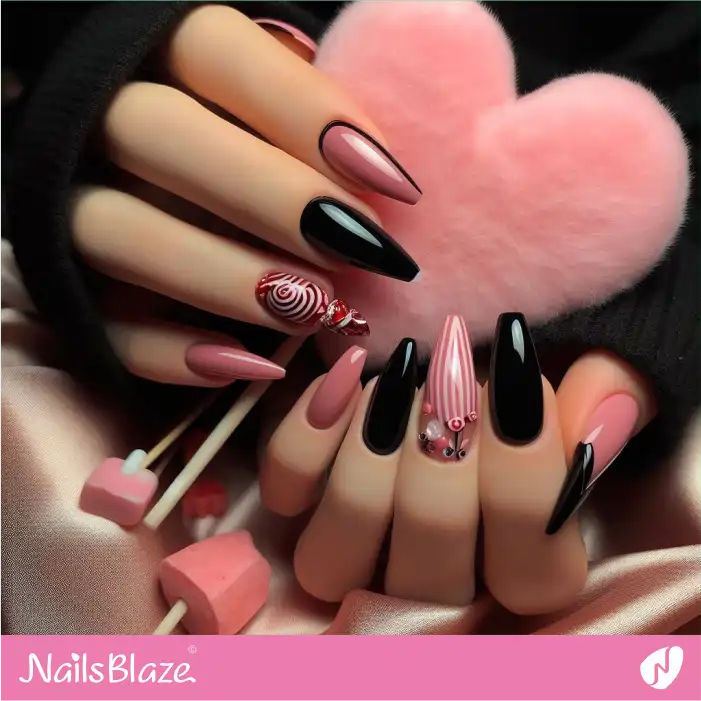 Long Coffin Nails with Candy Design - NB2205